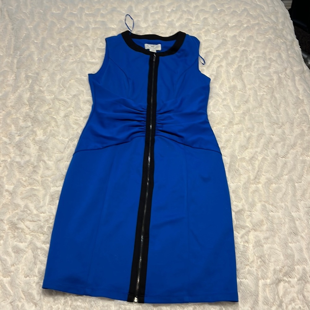 Jessica Simpson cobalt blue and black trim dress